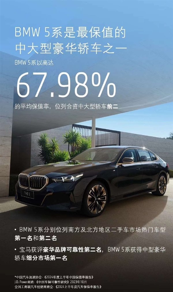 寶馬5系發(fā)布戰(zhàn)報：連續(xù)2月銷量破萬 保值率位列前二