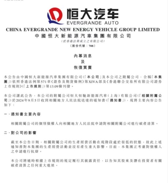 累計銷量1400臺 總虧損1100億元！恒大恒馳汽車被申請破產清算